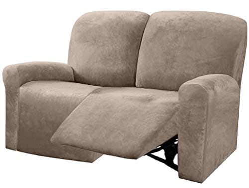 ULTICOR 6-Piece Velvet Reclining Love Seat Slipcover (Dark Grey) — Taupe