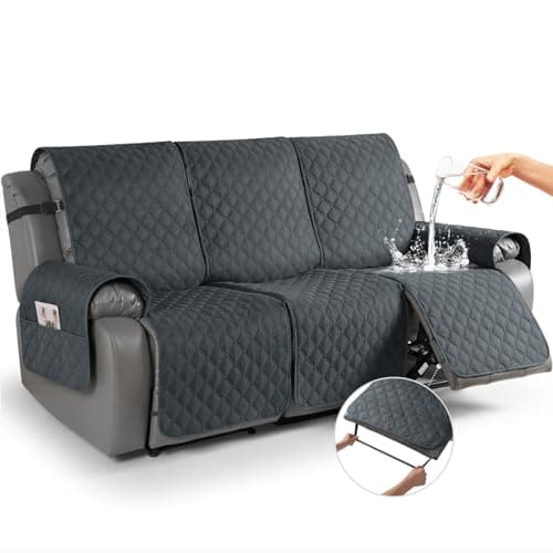 TAOCOCO 100% Waterproof Recliner Sofa Cover, Dark Gray, Pet & Kids Friendly