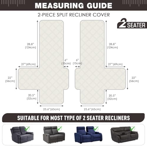 TAOCOCO 100% Waterproof Loveseat Recliner Cover, Non-Slip Chocolate Protection