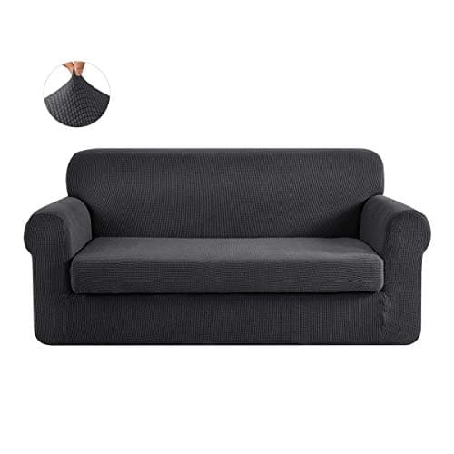 CHUN YI Stretch Sofa Slipcover, 2 Piece Grey Checks X-Large