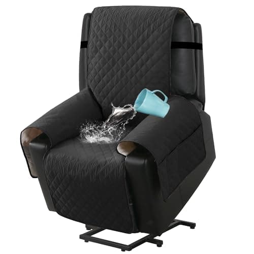 H.VERSAILTEX 100% Waterproof Power Lift Recliner Chair Cover, Brown — Black