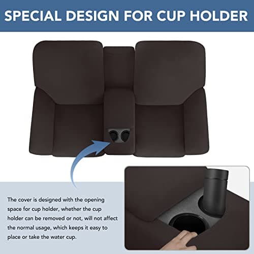 Chocolate Soft Fleece Recliner Loveseat Cover with Storage Chocolate