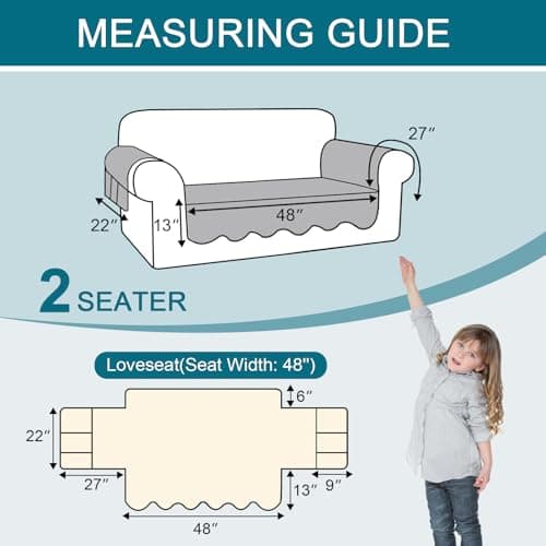 Turquoize Waterproof Dog Loveseat Cover with Side Pocket (Natural White)