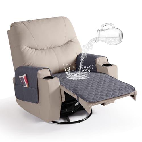 Ruaozz Waterproof Recliner Chair Covers with Arms, Washable and Non Slip, Dark Grey