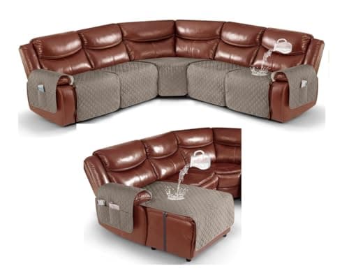 Ruaozz Khaki L-Shape Recliner Sofa + Left Chaise Cover