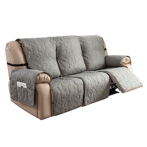 Genina 100% Waterproof Couch Covers for 2 Cushion Reclining Sofas (Dark Gray) — Light Gray
