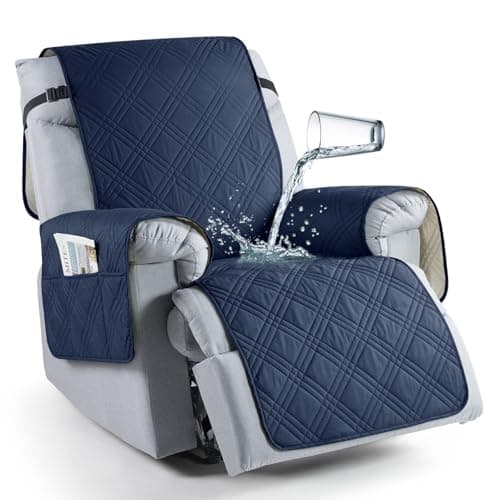 TAOCOCO 100% Waterproof Recliner Chair Cover, Non-Slip, Washable, Kids & Pet-Friendly — Navy Blue