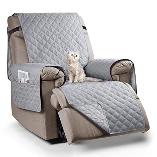 Ruaozz Water Resistant Recliner Chair Cover, Washable Cover, Non-Slip for Kids, Dogs, Silver Gray