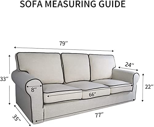 PureFit Stretch Sofa Slipcover, Cream – Non-Slip, Washable, Non-Skid Foam