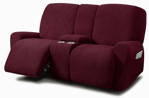 ULTICOR Chocolate Jacquard Recliner Sofa Covers (Style 4) — Red - Burgundy