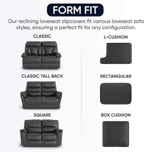 PAULATO Recliner Loveseat Cover - 2 Seater Form Fit Stretch Protector - Microfibra Dark Grey