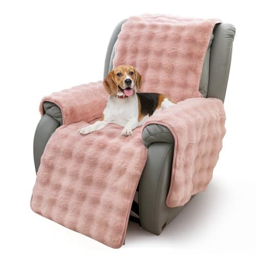 Thick Plush Rabbit Recliner Chair Cover, Non-Slip & Elastic Straps, Furniture Protector
