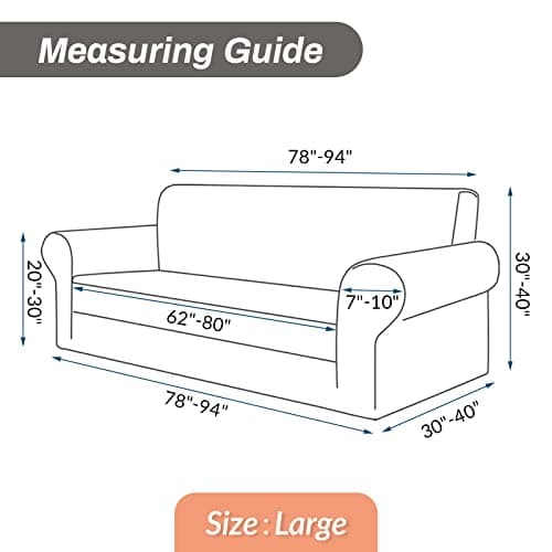 AZON Stretch Spandex Couch Cover, Large Dark Grey