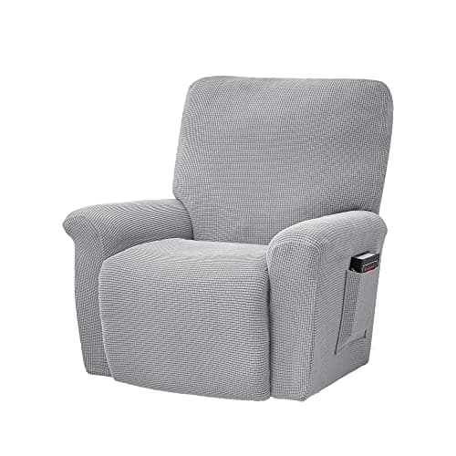 Conruser Jacquard Stretch Recliner Chair Cover (Yellow) — Light Grey