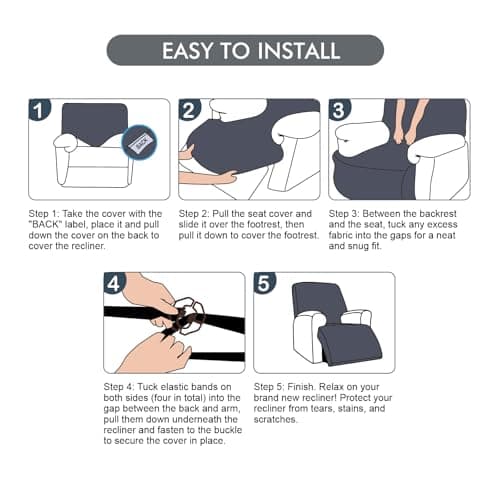 100% Waterproof Pet Recliner Chair Cover, Dark Gray (1 Seater)