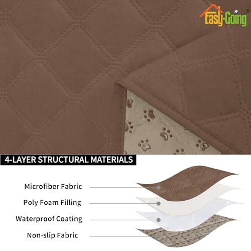 Waterproof Dog Loveseat Cushion Covers, Non-Slip Quilted Slipcovers, Grey (2-Piece) — Brown