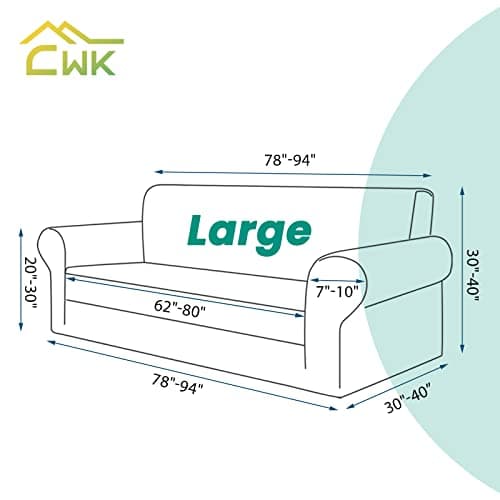 CWK Non-Slip Stretch Couch Covers for 3 Cushion Sofas (Large, Black)