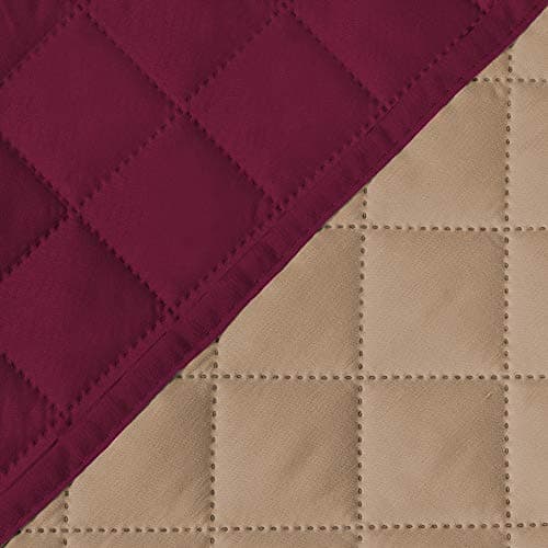 H.VERSAILTEX Ivory/Beige Loveseat Slipcover, Non-Slip Elastic Strap, Water Resistant, Seat Width to 46" — Red/Tan