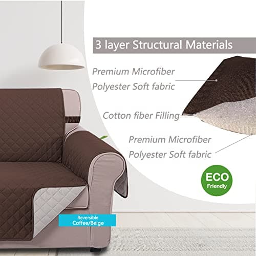 U-NICE HOME Oversized Recliner Chair Covers, Water Resistant & Pet Friendly (28", Coffee/Beige)