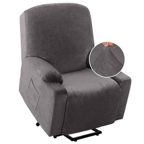 H.VERSAILTEX Grey Soft Velvet Electric Recliner Chair Cover