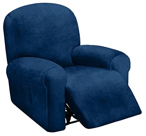 ULTICOR 4-Piece Velvet Recliner Cover, Dark Grey — Navy