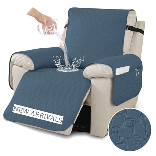 XINEAGE Loveseat Sofa Cover, Dark Grey Waterproof & Soft Washable — Blue（new Pattern)