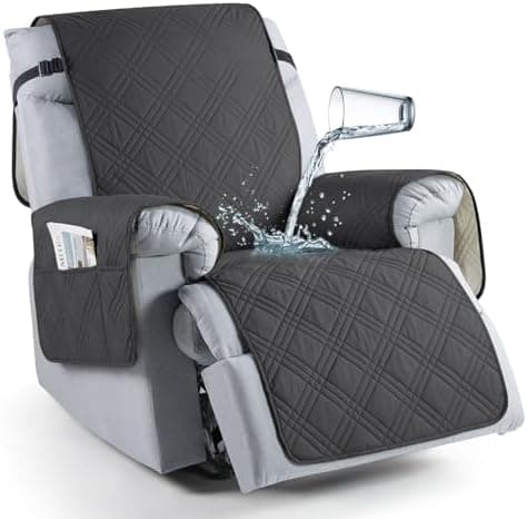 TAOCOCO 100% Waterproof Non Slip Covers for Recliner Chair with Pocket  
Best Non Slip Covers for Recliner Chairs with Pockets for Kids and Pets (2|6")  
Washable 100% Waterproof Recliner Chair Protector for Kids and Pets, OEKO-TEX Certified (2|6", C
