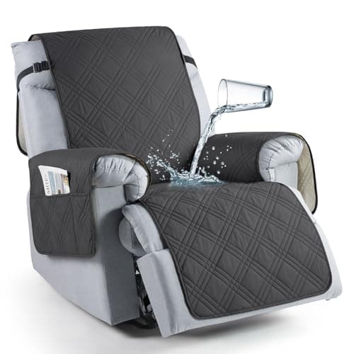TAOCOCO 100% Waterproof Recliner Chair Cover, Non-Slip, Washable, Kids & Pet-Friendly — Charcoal Gray