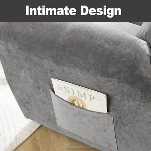 NORTHERN BROTHERS Anti-Slip Velvet Recliner Cover, Soft & Washable, Light Grey