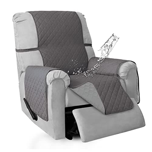 ISSUNTEX 100% Waterproof Recliner Sofa Covers, Double Protection for Pets & Kids (Gray/Light Gray)