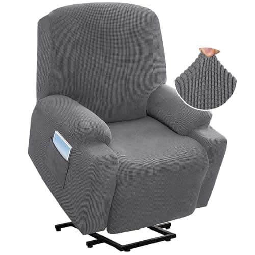 H.VERSAILTEX Grey Soft Thick Jacquard Stretch Recliner Cover with Side Pocket