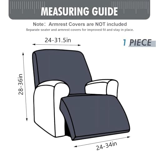 100% Waterproof Pet Recliner Chair Cover, Dark Gray (1 Seater)
