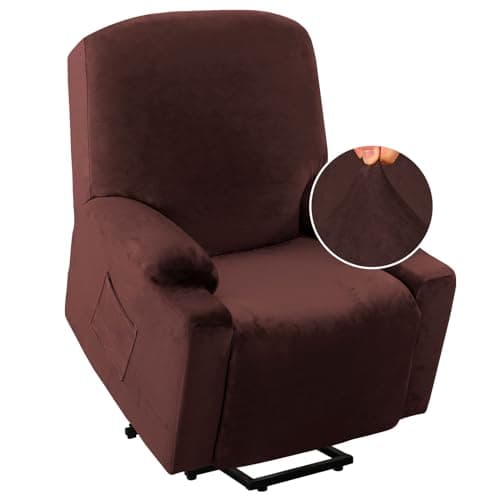 H.VERSAILTEX Grey Soft Velvet Electric Recliner Chair Cover — Brown