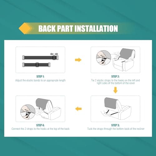 Waterproof Recliner Chair Cover with Straps, Dark Grey, Washable - for Reclining Chairs