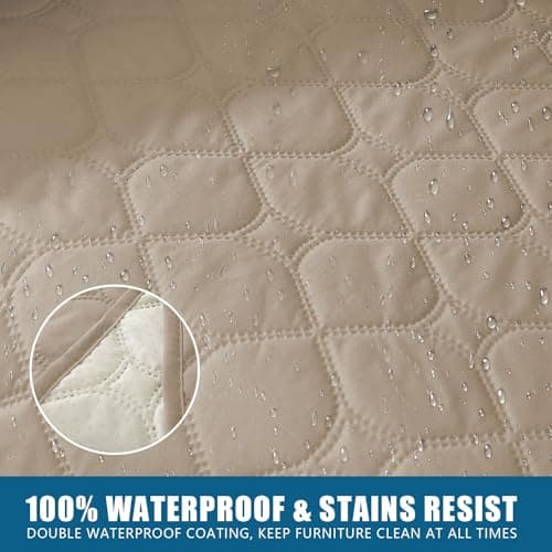 100% Waterproof Non-Slip Recliner Sofa Cover, Pet & Wine Protection (Beige, Loveseat)