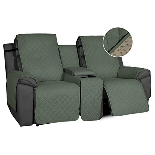 Water Resistant 2-Piece Gray Dog Cover for Non-Slip Loveseat Recliner Sofa — Greyish Green