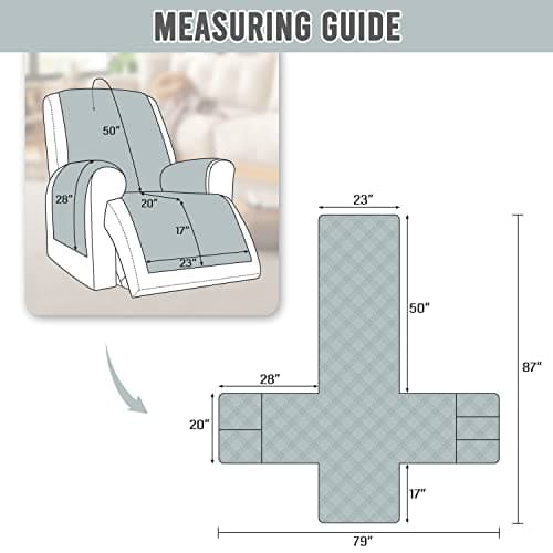 BOCTOPUG Reversible 23 Inch Grey+Colorful Paw Water Resistant Recliner Sofa Slipcover