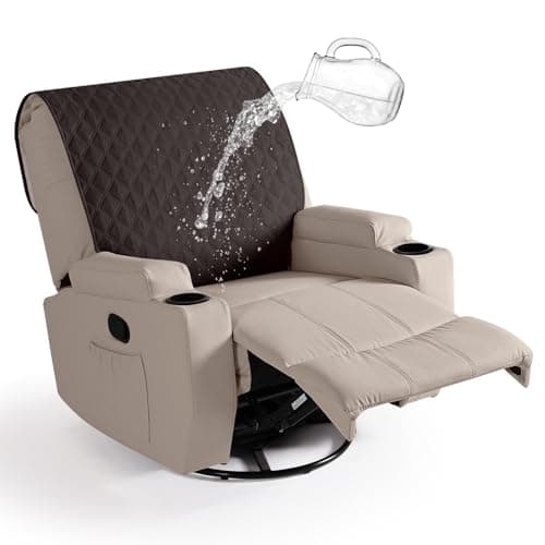 Waterproof Recliner Chair Cover with Straps, Dark Grey, Washable - for Reclining Chairs — Chocolate