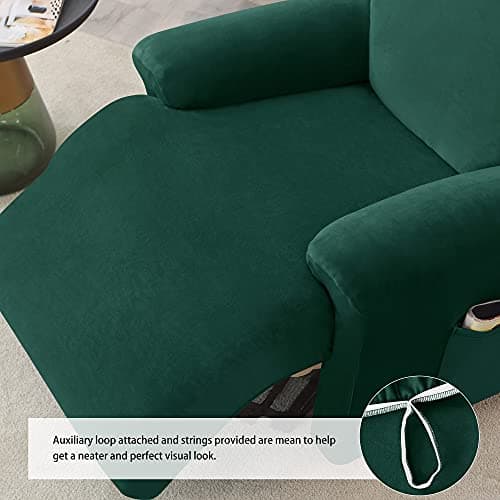 Green Ultra Soft Velvet Recliner Chair Covers 4-Piece Set