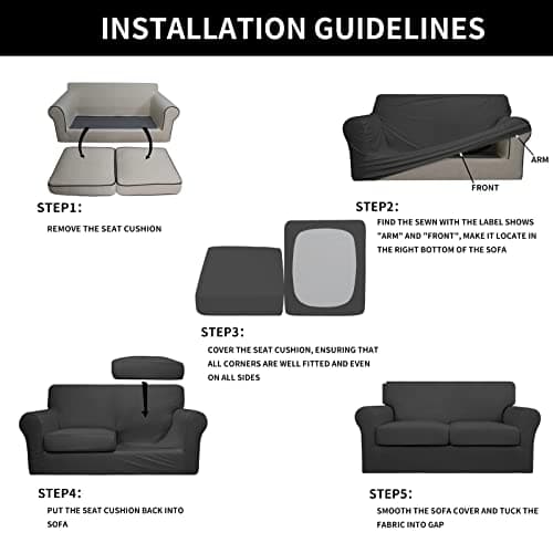 Elastic Pet Sofa Cover - Washable Soft Couch Protector for 2 Cushions (Love Seat, Dark Gray)