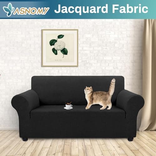 Asnomy Black Pet Protector Couch Covers for 2 Cushion Loveseat