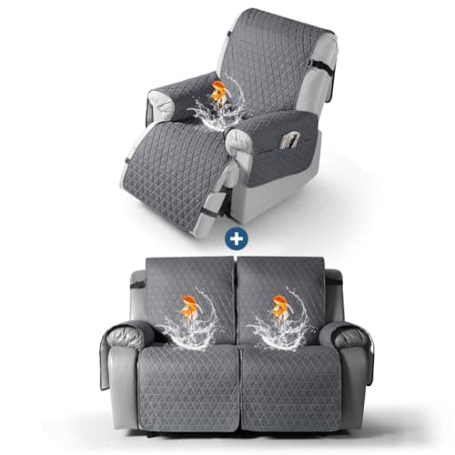TAOCOCO Dark Gray 2-Seater Waterproof Loveseat Recliner Cover