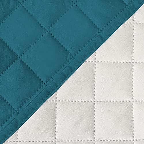 H.VERSAILTEX Ivory/Beige Loveseat Slipcover, Non-Slip Elastic Strap, Water Resistant, Seat Width to 46" — Dark Teal/Beige