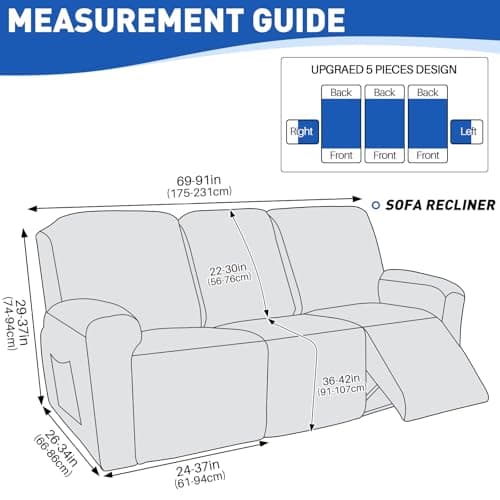 MAXIJIN Waterproof Recliner Couch Cover, Dark Gray