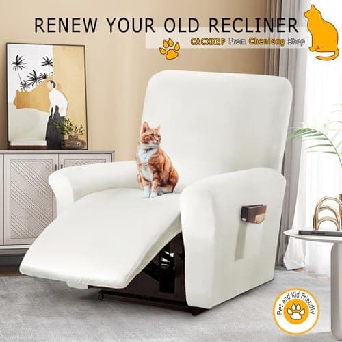 White Leather Waterproof Recliner Slipcover for LoveSeat Sofa