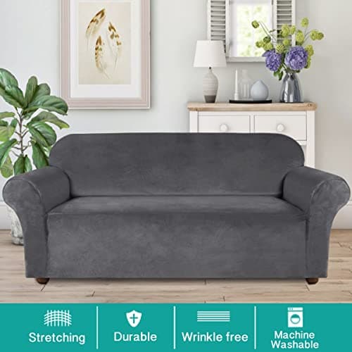 Turquoise Velvet Couch Covers for 3 Cushion Sofas (Gray)