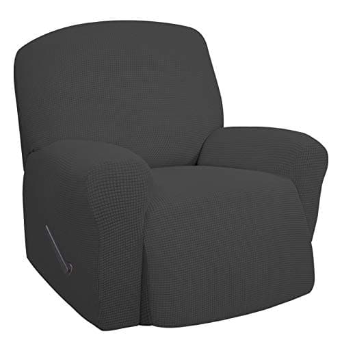 Oversized Recliner Stretch Sofa Slipcover, Dark Gray, Elastic Bottom