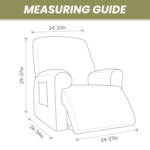 AZON Velvet Stretch Recliner ChairCover, 1-Piece Washable, Elastic Protector