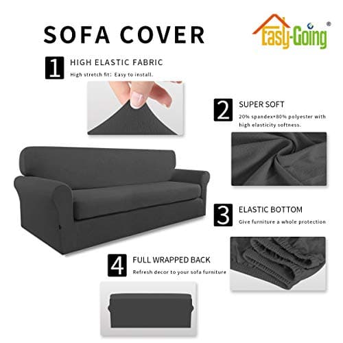 Easy-Going Microfiber Stretch Sofa Slipcover - Dark Gray with Elastic Bottom