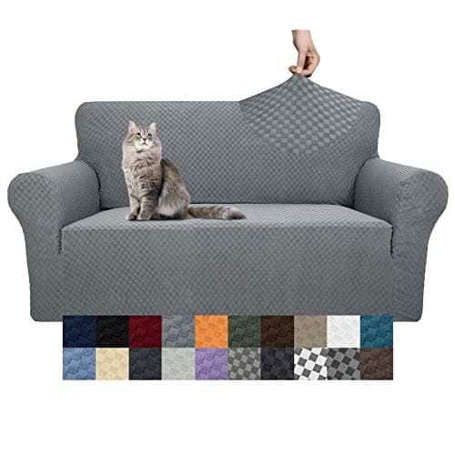 YEMYHOM Jacquard Stretch Couch Cover, Light Gray, Pet-Proof for 2-Cushion Loveseat